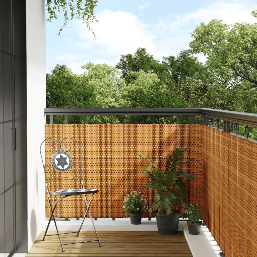 Balkon-Sichtschutz Hellbraun 600x100 cm Poly Rattan