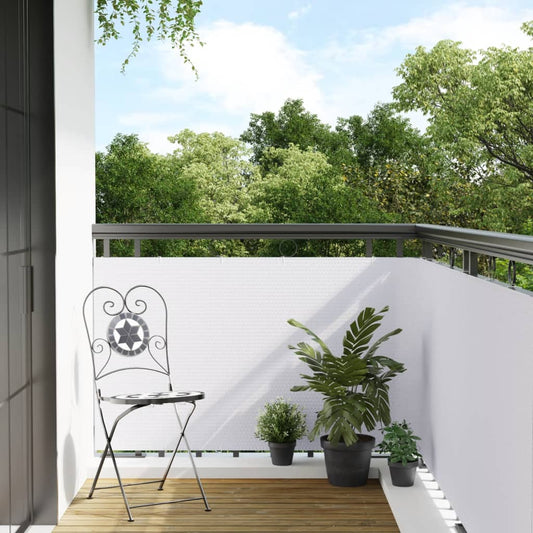 Balkon-Sichtschutz Weiß 400x90 cm Poly Rattan