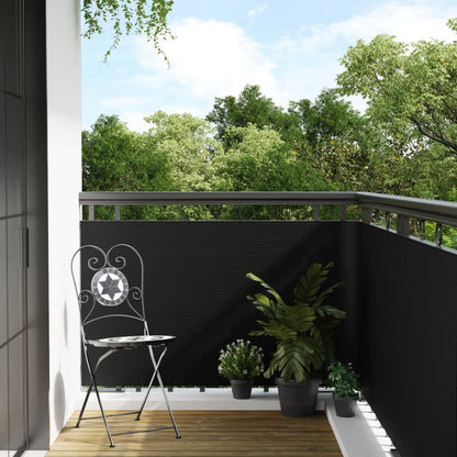 Balkon-Sichtschutz Schwarz 300x80 cm Poly Rattan