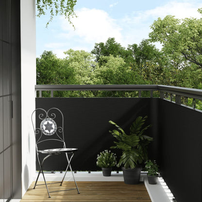 Balkon-Sichtschutz Schwarz 300x90 cm Poly Rattan