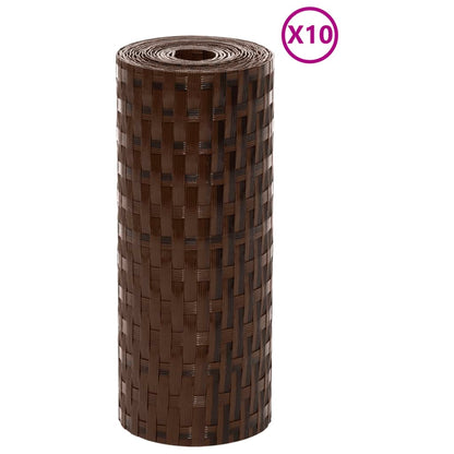 Balkon-Sichtschutze 10 Stk. Braun Schwarz 255x19 cm Poly Rattan