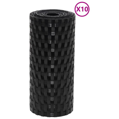 Balkon-Sichtschutze 10 Stk. Schwarz 255x19 cm Poly Rattan