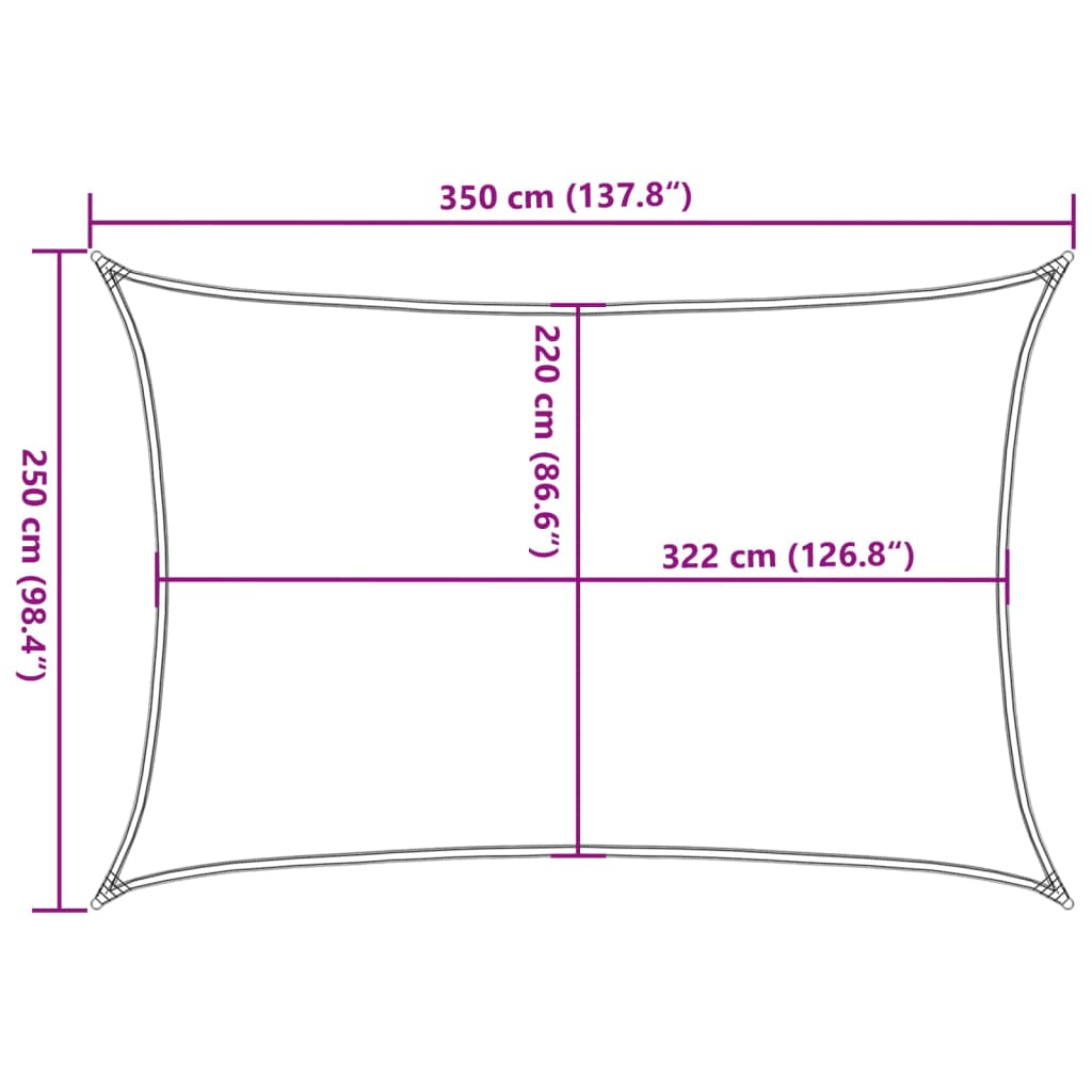 Sonnensegel Hellgrau 3,5x2,5 m 100% Polyester Oxford