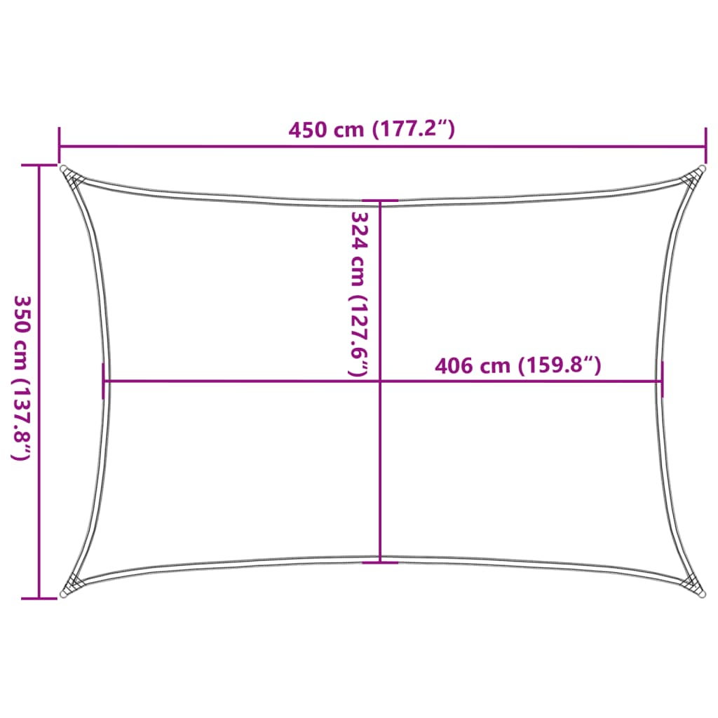 Sonnensegel Hellgrau 4,5x3,5 m 100% Polyester Oxford