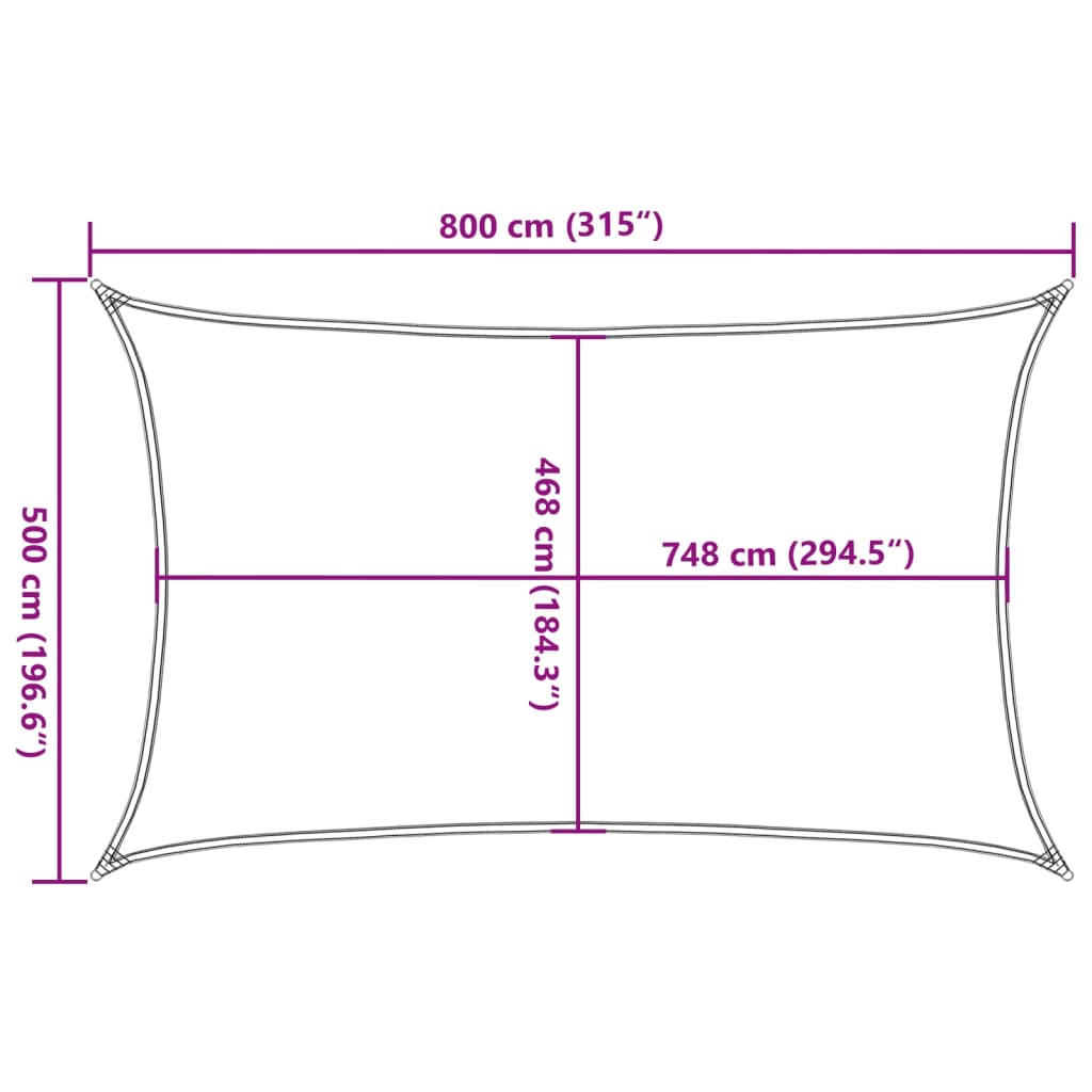 Sonnensegel Hellgrau 8x5 m 100% Polyester Oxford