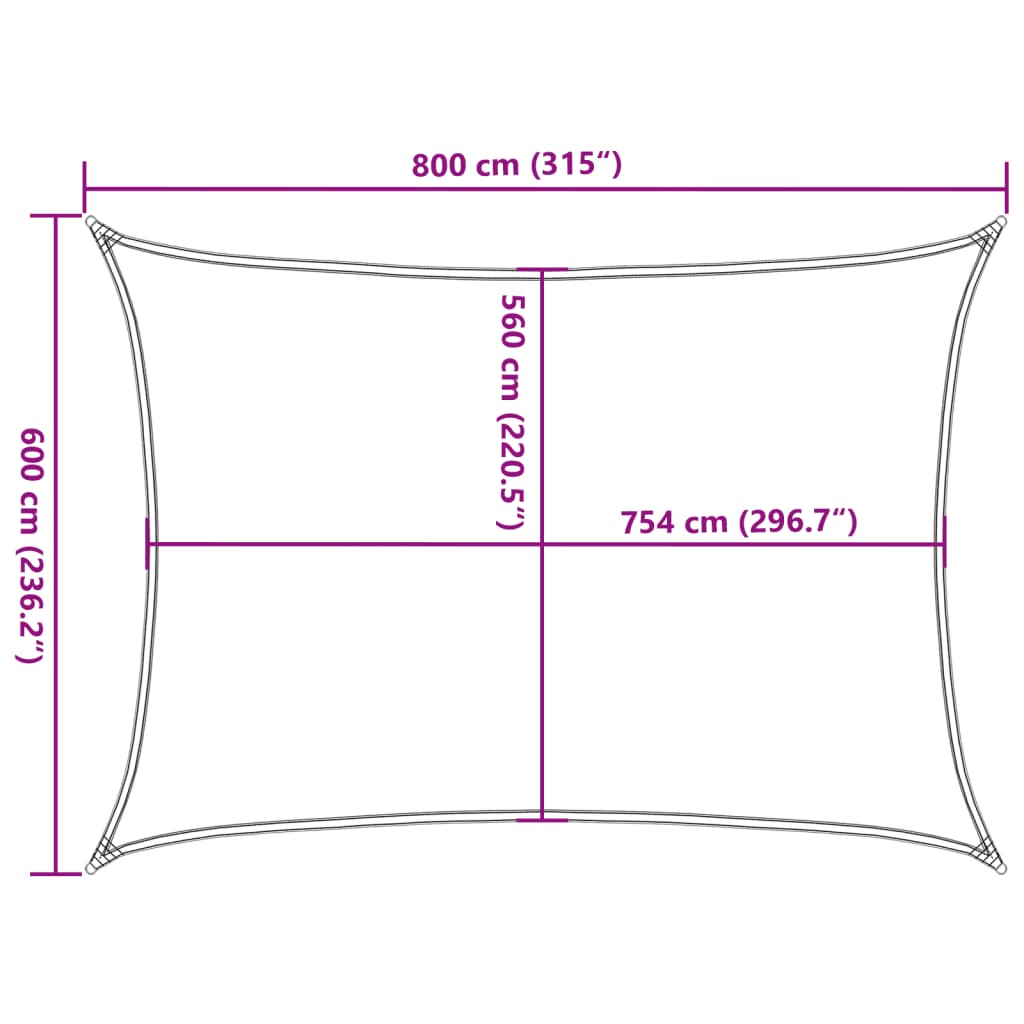 Sonnensegel Hellgrau 8x6 m 100% Polyester Oxford