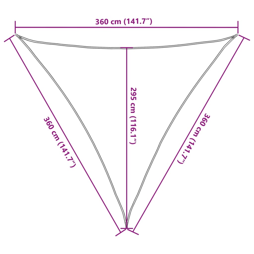 Sonnensegel Hellgrau 3,6x3,6x3,6 m 100% Polyester Oxford