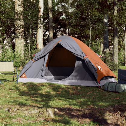 Kuppel-Campingzelt 2 Personen Grau und Orange Wasserdicht