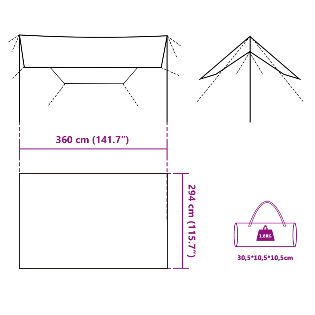 Tarp Grau und Orange 360x294 cm Wasserdicht