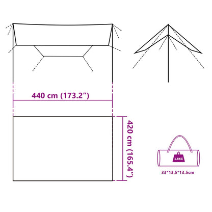 Tarp Grau und Orange 420x440 cm Wasserdicht