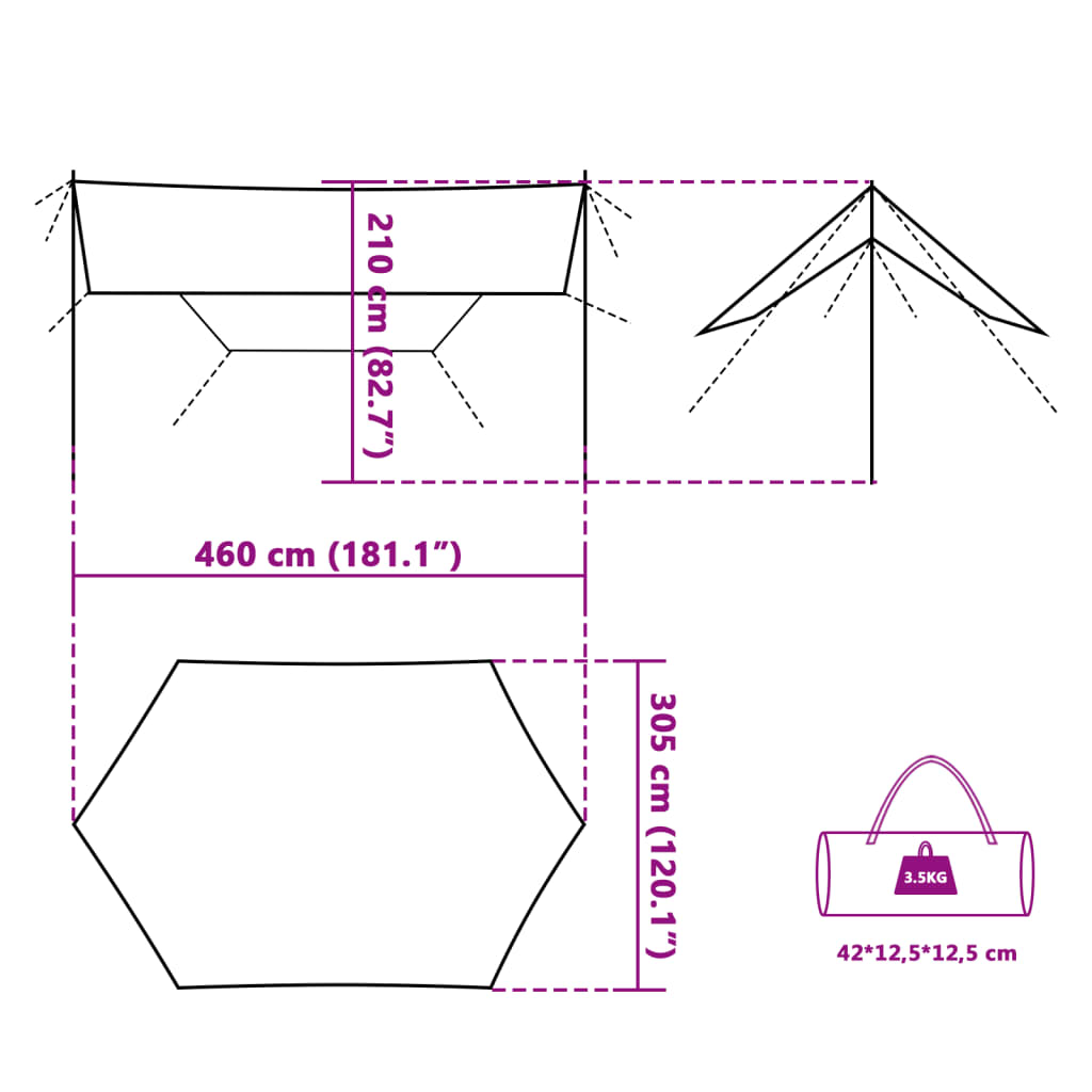 Tarp Grün 460x305x210 cm Wasserdicht