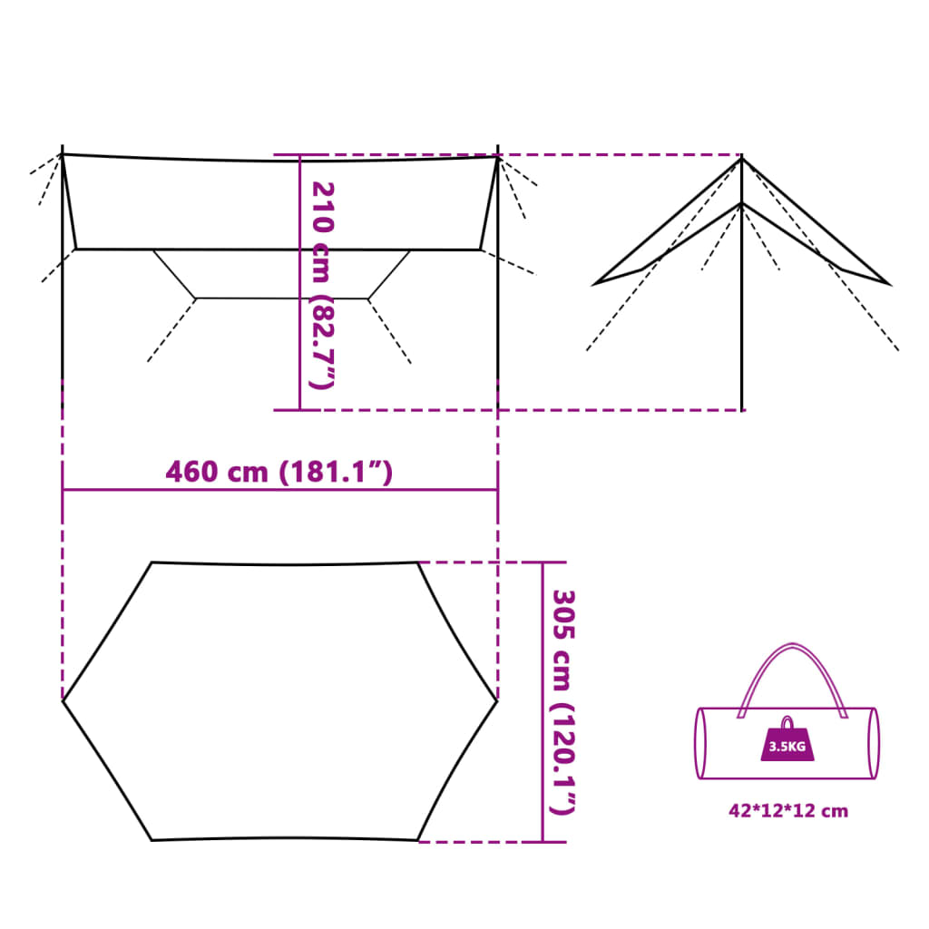 Tarp Orange 460x305x210 cm Wasserdicht