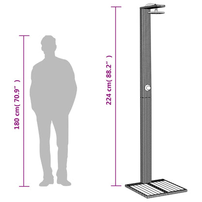 Gartendusche Grau 50x55x224 cm Poly Rattan und Akazienholz