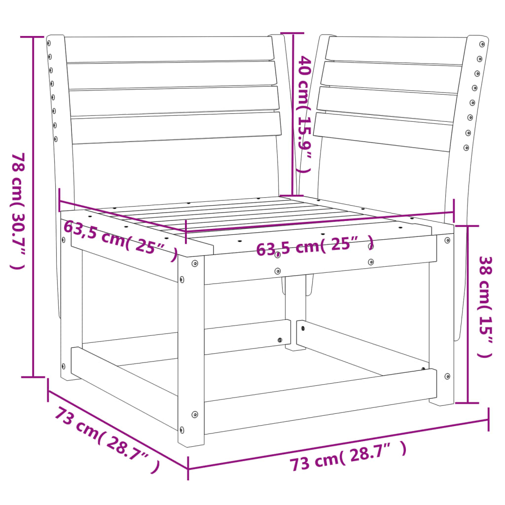 Garten-Ecksofa 73x73x78 cm Massivholz Douglasie