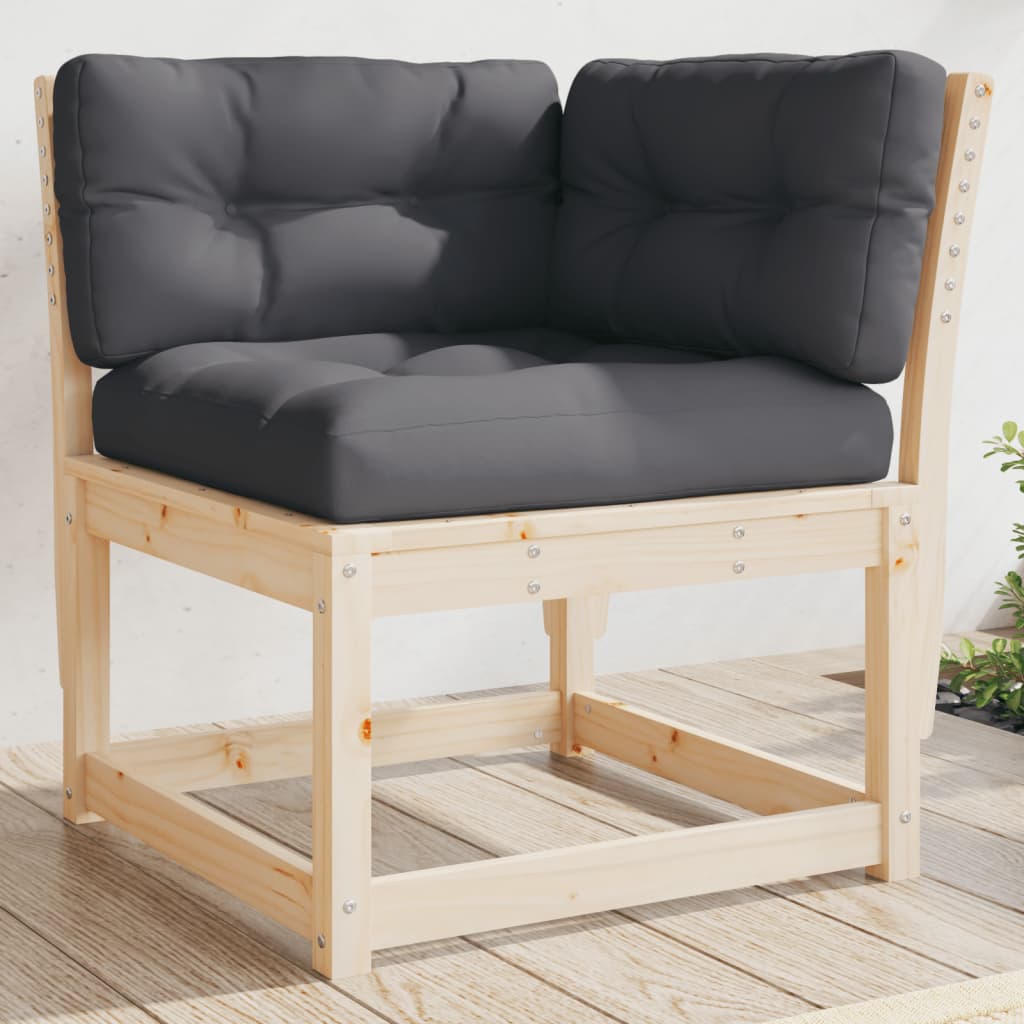 Garten-Ecksofa mit Kissen 73x73x78 cm Massivholz Kiefer