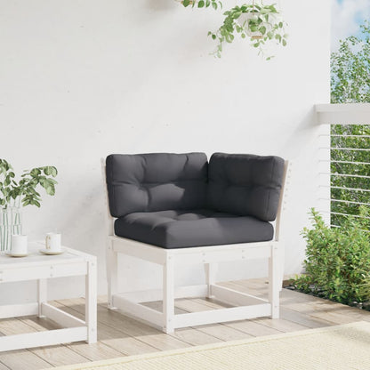 Garten-Ecksofa mit Kissen Weiß 73x73x78 cm Massivholz Kiefer