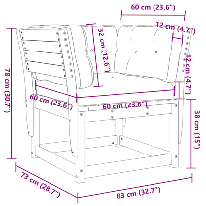 Gartensofa mit Armlehnen und Kissen Kiefernholz Imprägniert