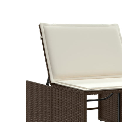 Sonnenliegen 2 Stk. mit Tisch Braun Poly Rattan