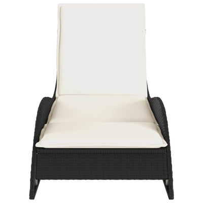 Sonnenliege mit Auflage Schwarz 60x205x73 cm Poly Rattan