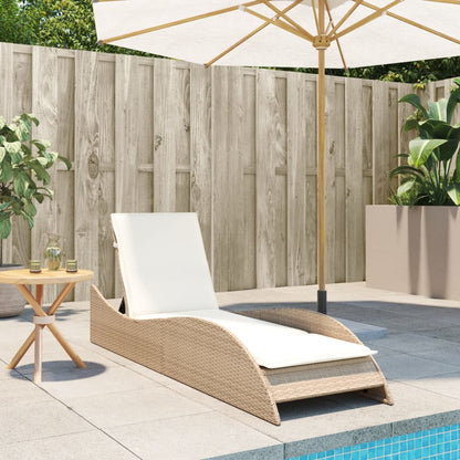 Sonnenliege mit Auflage Beige 60x205x73 cm Poly Rattan