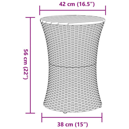 Garten-Beistelltisch Trommelform Grau Poly Rattan & Massivholz