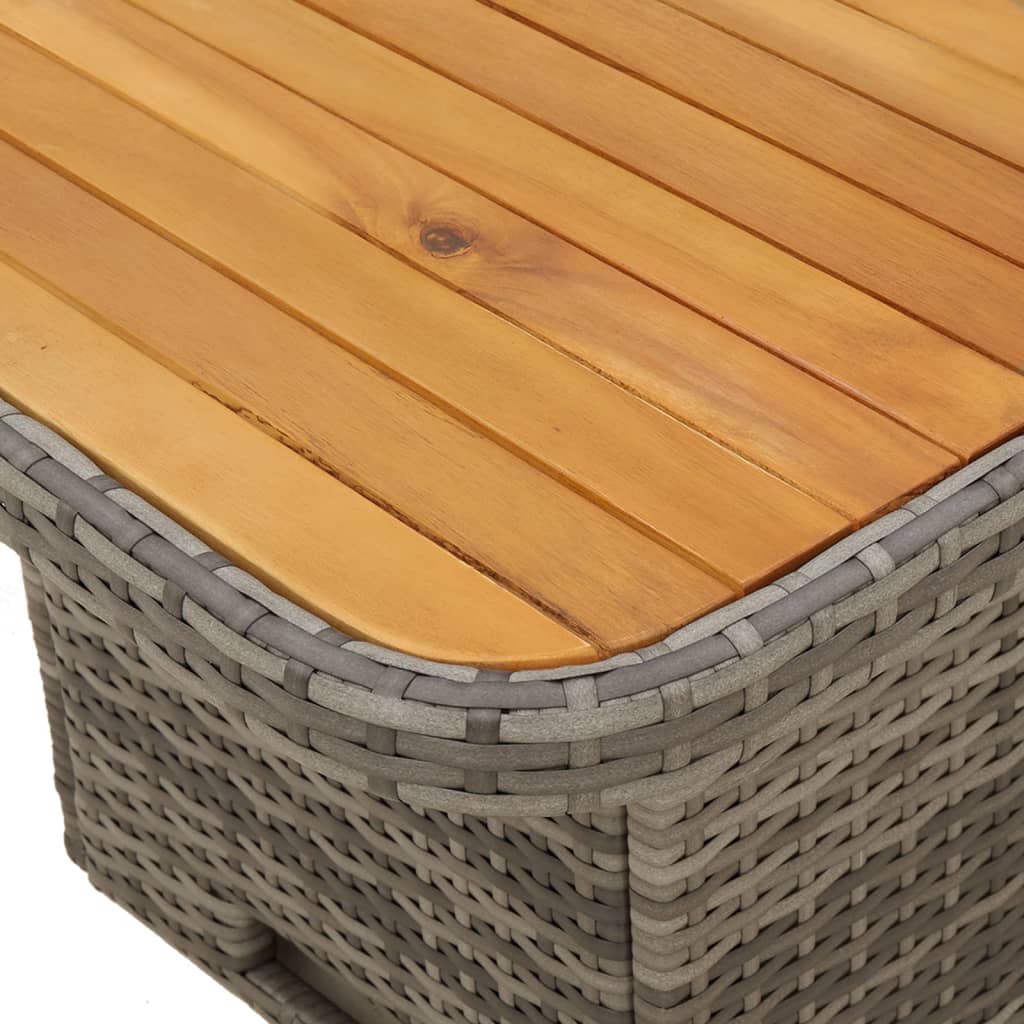 Gartentisch Grau 80x80x71 cm Poly Rattan und Akazienholz