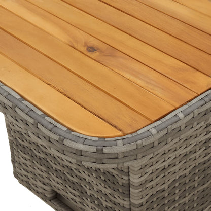 Gartentisch Grau 110x110x71 cm Poly Rattan und Akazienholz