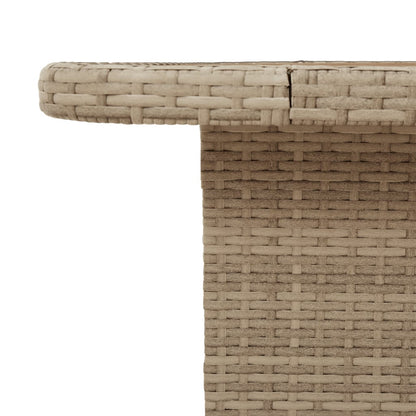 Gartentisch Beige 110x110x71 cm Poly Rattan und Akazienholz