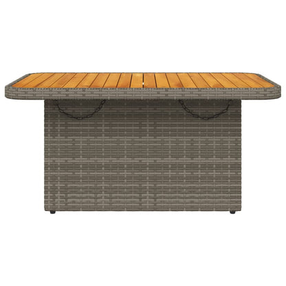 Gartentisch Grau 90x55x71 cm Poly Rattan und Akazienholz