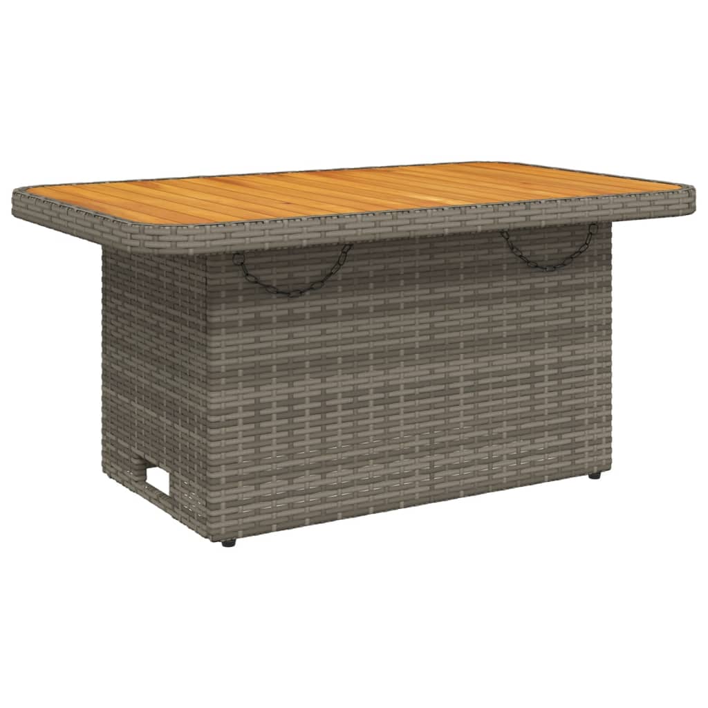 Gartentisch Grau 90x55x71 cm Poly Rattan und Akazienholz