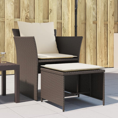 Gartenstuhl mit Fußhocker Braun Poly Rattan