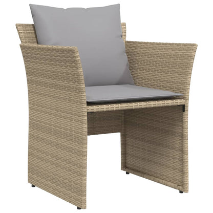 Gartenstuhl mit Fußhocker Beige Poly Rattan