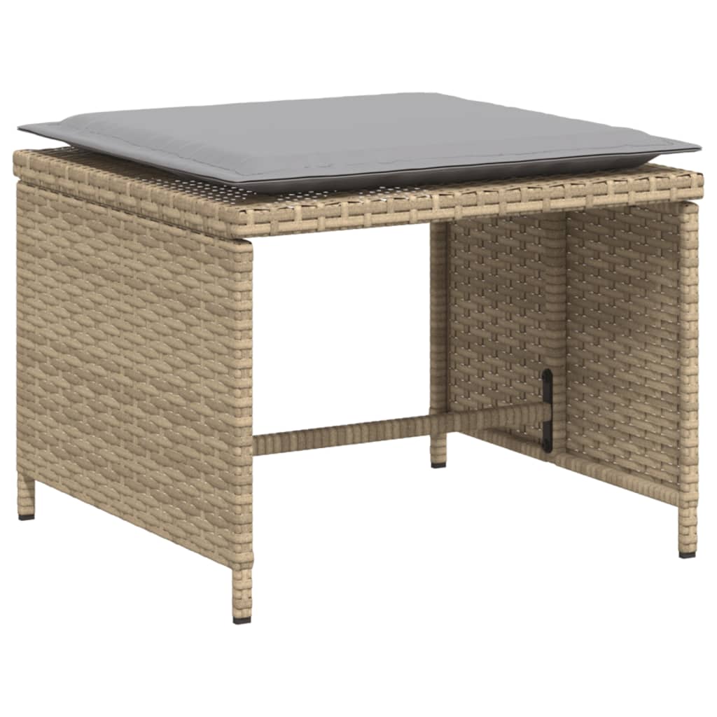 Gartenstuhl mit Fußhocker Beige Poly Rattan