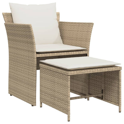 Gartenstuhl mit Fußhocker Beige Poly Rattan