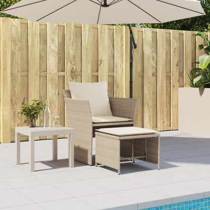 Gartenstuhl mit Fußhocker Beige Poly Rattan