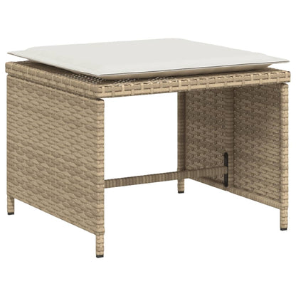 Gartenstuhl mit Fußhocker Beige Poly Rattan