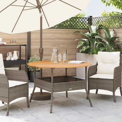 Gartentisch mit Holzplatte Grau Ø110x71 cm Poly Rattan