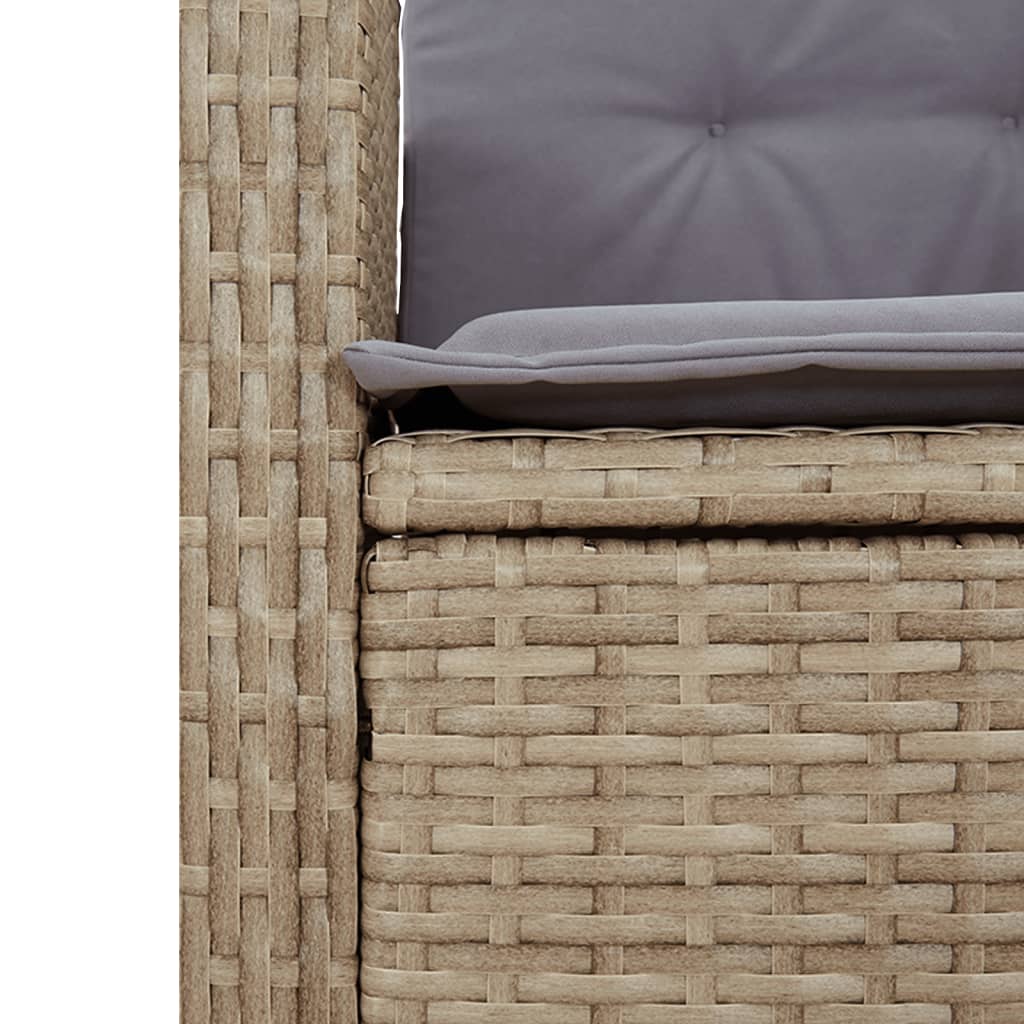 Gartenbank Verstellbar mit Kissen Beige Poly Rattan