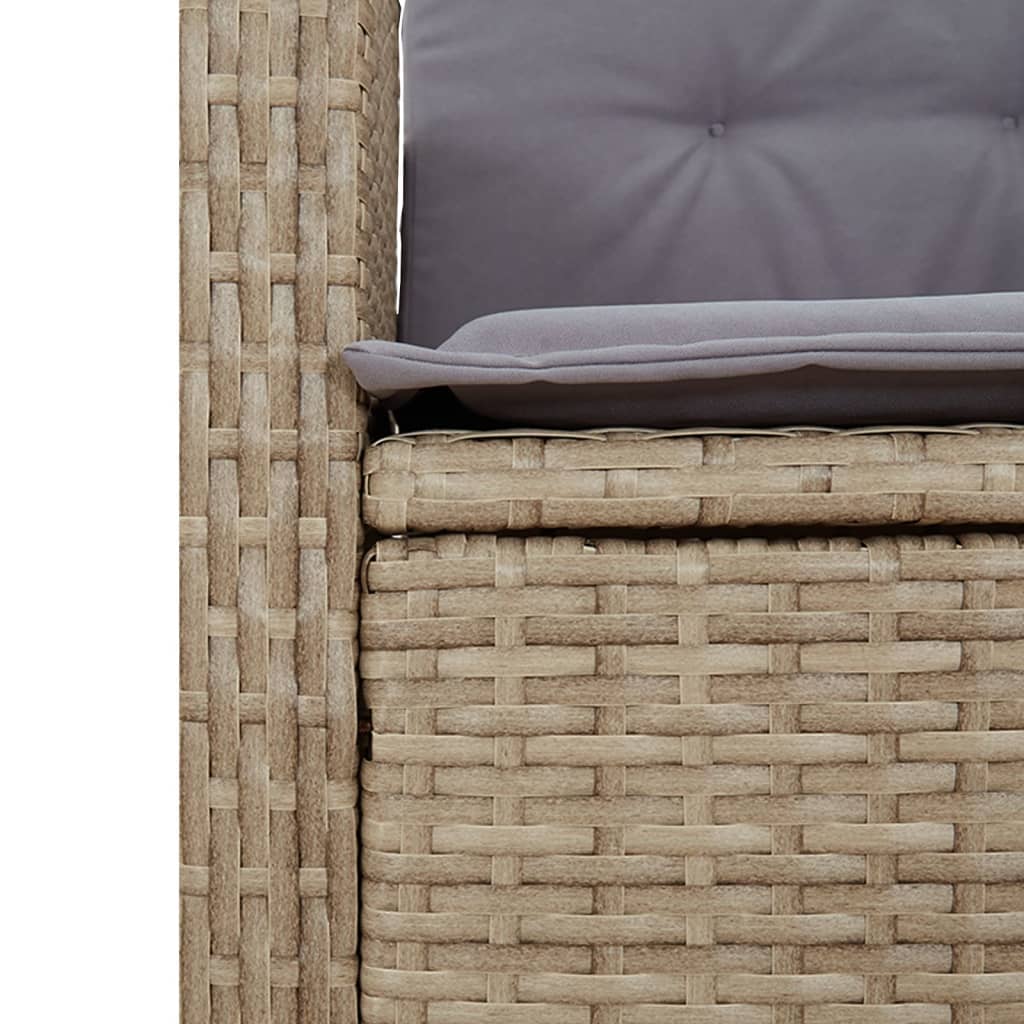 Gartenbank Verstellbar mit Kissen Beige Poly Rattan