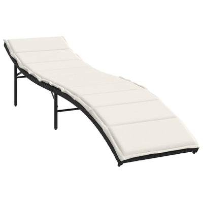 Sonnenliegen 2 Stk. mit Tisch Schwarz Poly Rattan