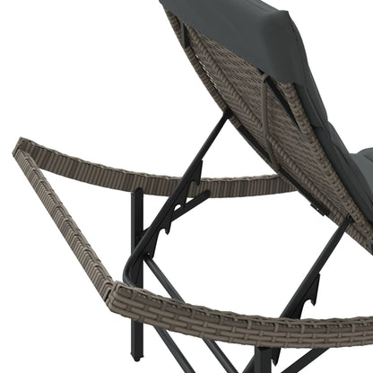 Sonnenliegen 2 Stk. mit Tisch Grau Poly Rattan