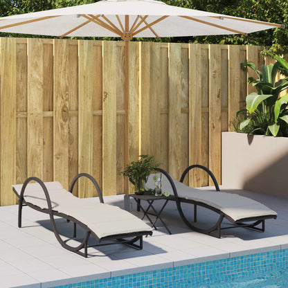 Sonnenliege mit Auflage Schwarz 60x199x42 cm Poly Rattan