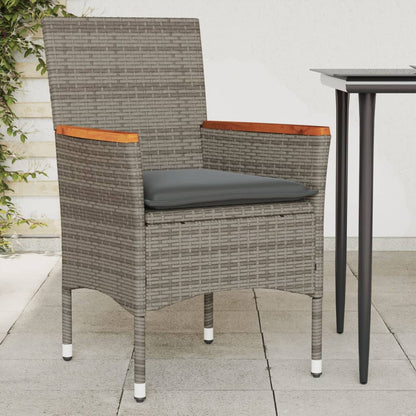 Gartenstühle mit Kissen 2 Stk. Grau Poly Rattan