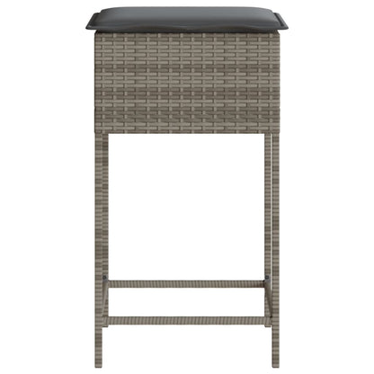 Garten-Barhocker mit Kissen 2 Stk. Grau Poly Rattan