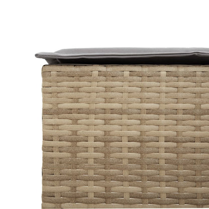 Garten-Barhocker mit Kissen 2 Stk. Beige Poly Rattan