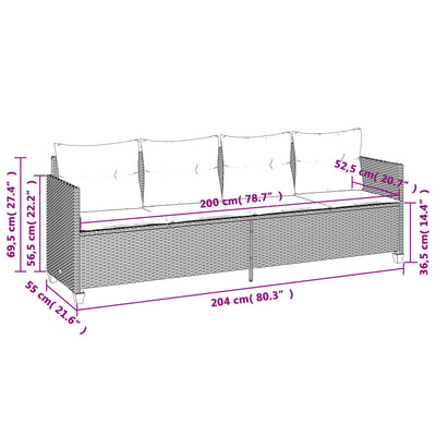 Sonnenliege mit Kissen Braun Poly Rattan