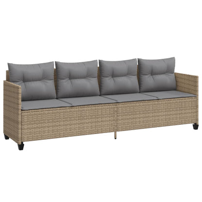 Sonnenliege mit Kissen Beige Poly Rattan