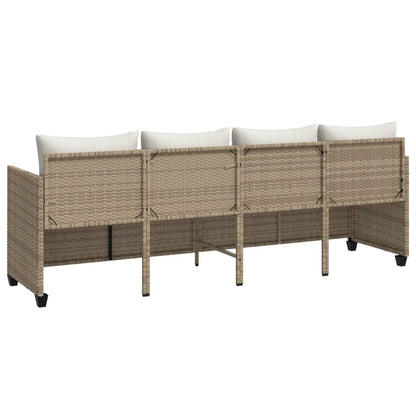 Sonnenliege mit Kissen Beige Poly Rattan