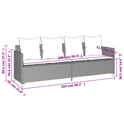 Sonnenliege mit Kissen Braun Poly Rattan