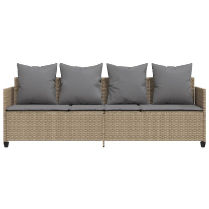 Sonnenliege mit Kissen Beige Poly Rattan